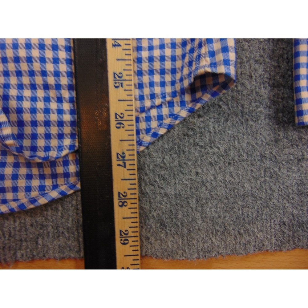 Country Road Shirt Mens Med Slim Fit Blue White Gingham Check Italian Fabric - Picture 4 of 7